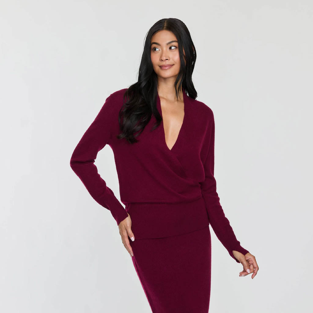 WRAP CASHMERE TOP Burgundy Noir / XL WRAP CASHMERE TOP Burgundy Noir / XL