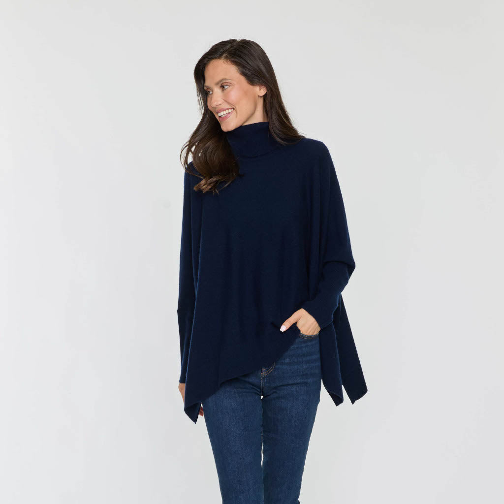 JANE SMITH/ジェーンスミス TURTLENECK PONCHO ニット Spicy Sandia Women Turtleneck Poncho Sweater Cape Knit Pullover