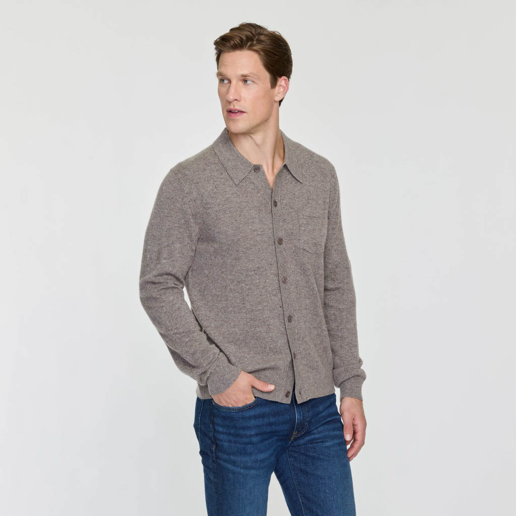 MEN'S CASHMERE SHIRT BROWN DONAGAL / M