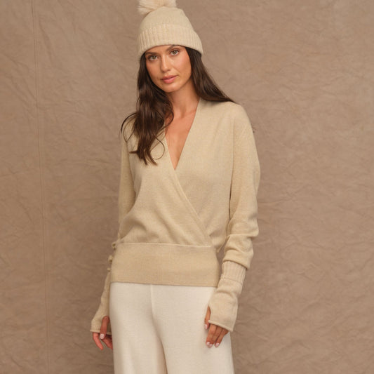 Lurex Wrap Cashmere Top  