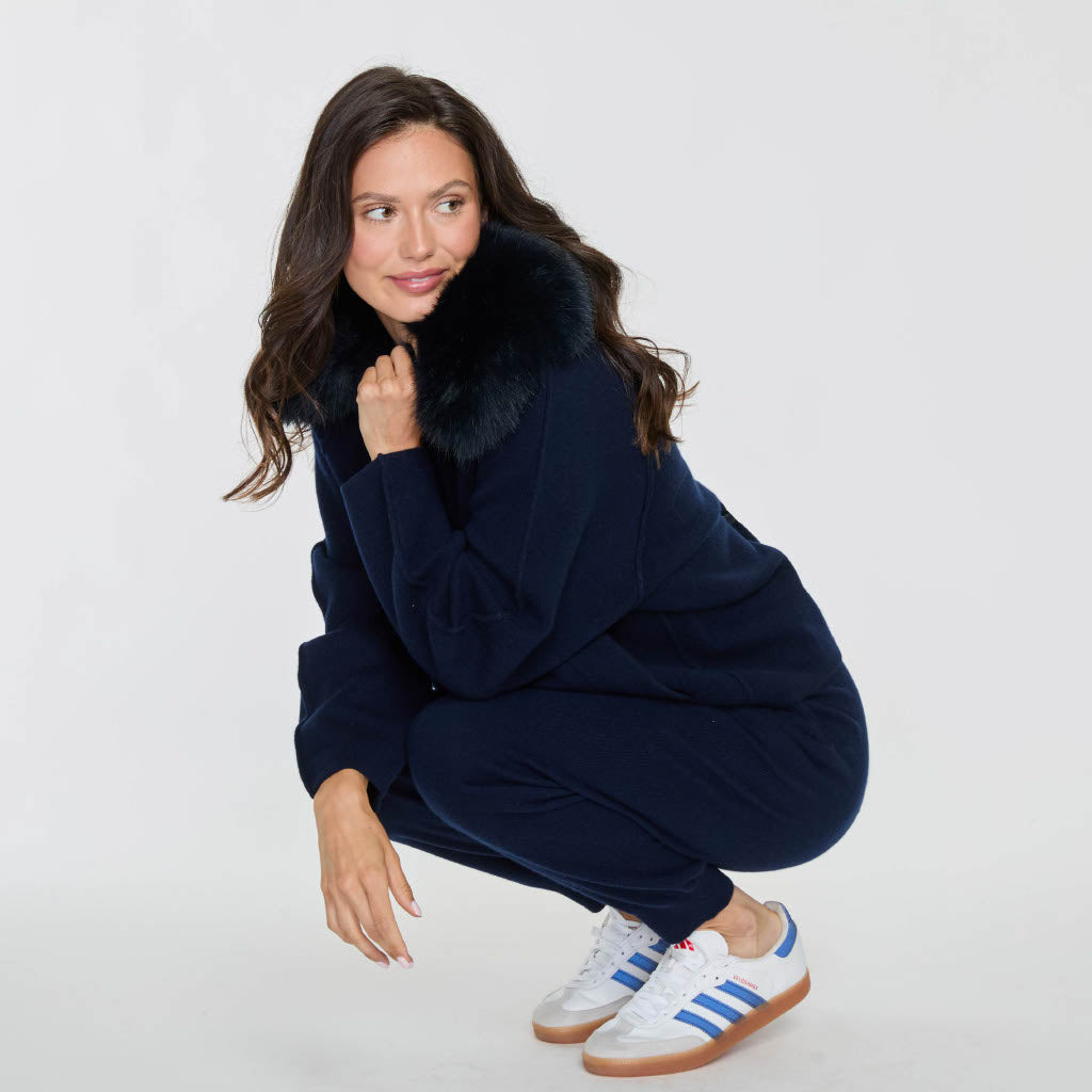 FAUX FUR COLLAR ZIP JACKET