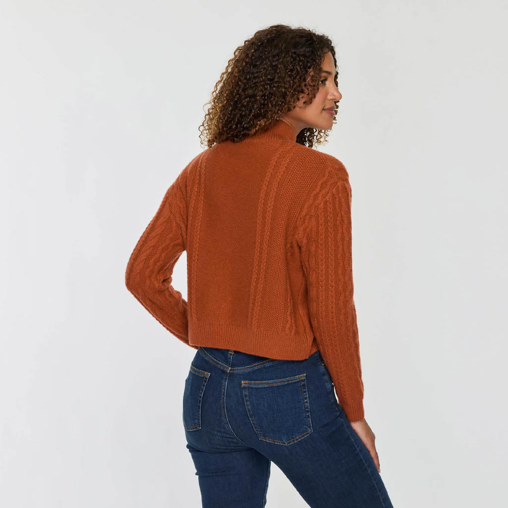 CROPPED MIXED CABLE MOCKNECK