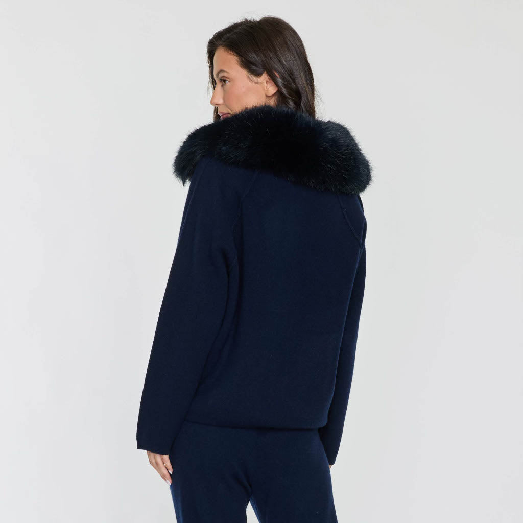 FAUX FUR COLLAR ZIP JACKET