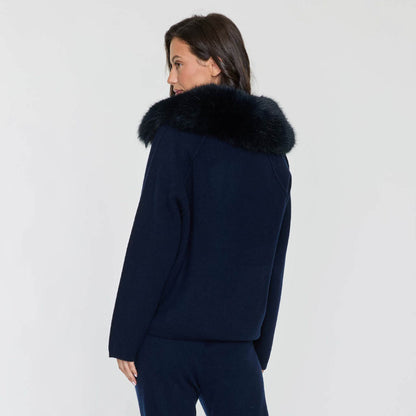 FAUX FUR COLLAR ZIP JACKET