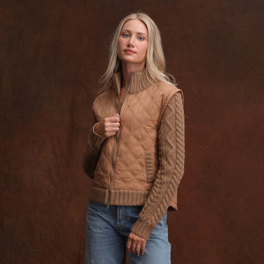 MIXED MEDIA ZIP JACKET  