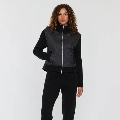 MIXED MEDIA ZIP JACKET