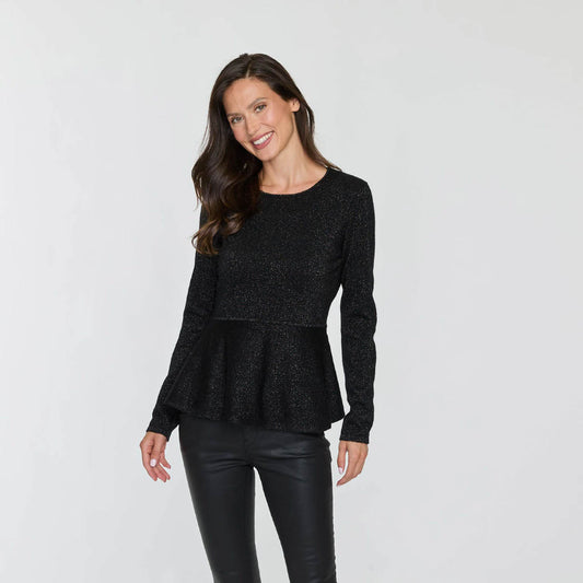 PEPLUM LUREX CASHMERE TOP  
