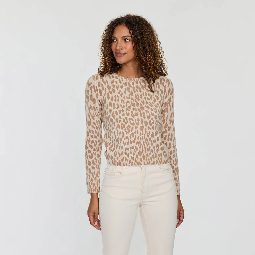 LEOPARD PRINT CASHMERE CREWNECK SWEATER – The Cashmere Sale