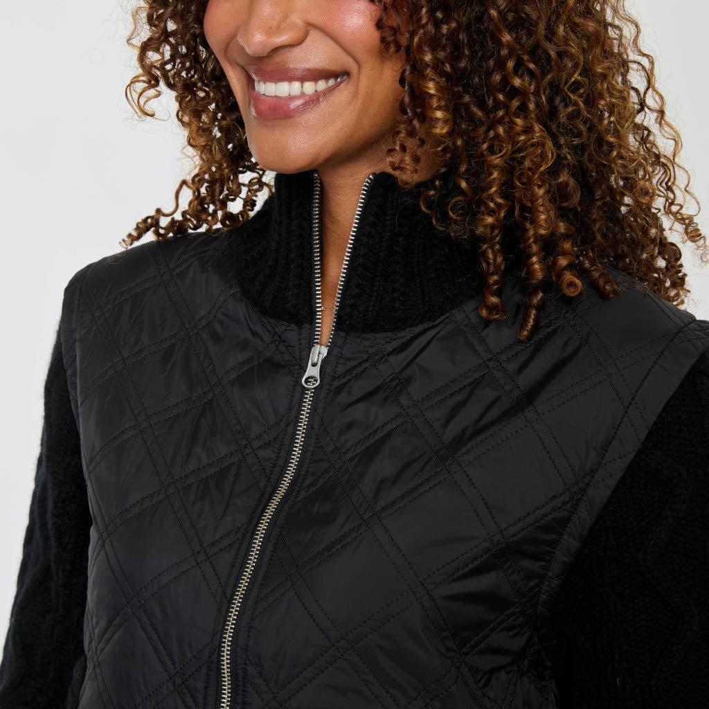 MIXED MEDIA ZIP JACKET