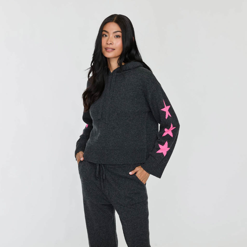 STAR SLEEVE SIDE SLIT HOODIE