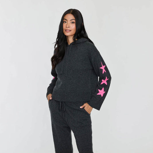 STAR SLEEVE SIDE SLIT HOODIE  
