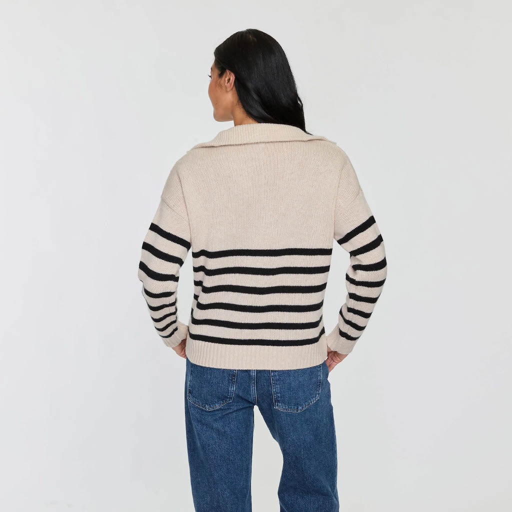 STRIPED QUARTER ZIP MOCK
