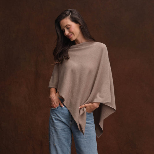 ROLLED EDGE ASYMMETRICAL PONCHO  