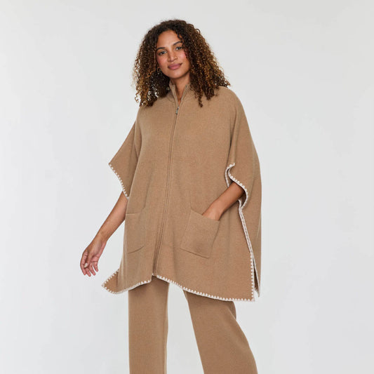WHIPSTITCH FULL ZIP PONCHO  
