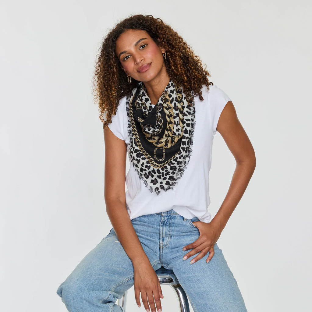 LEOPARD CHAIN PRINTED SCARF