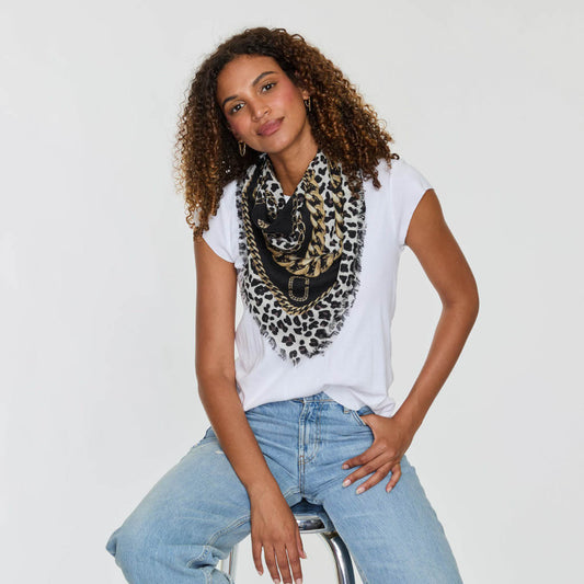 LEOPARD CHAIN PRINTED SCARF  