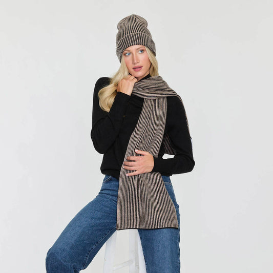 TWO TONE RIBBED SCARF  