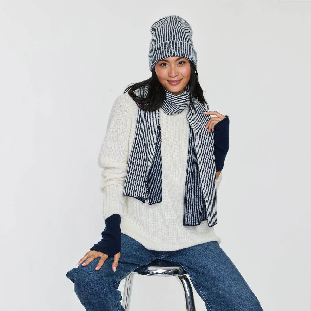 TWO TONE RIBBED SCARF