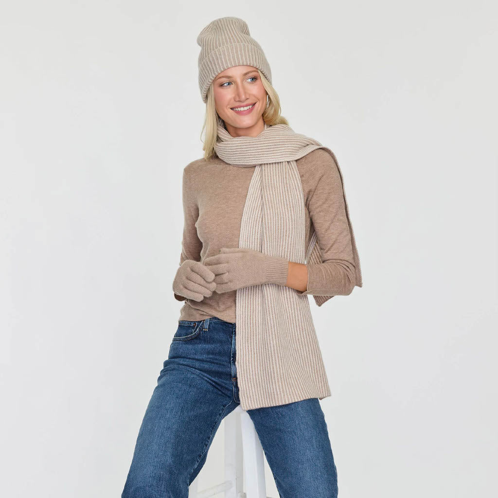 TWO TONE RIBBED SCARF