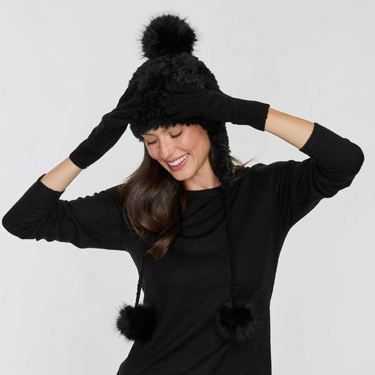 FAUX FUR TRAPPER HAT  