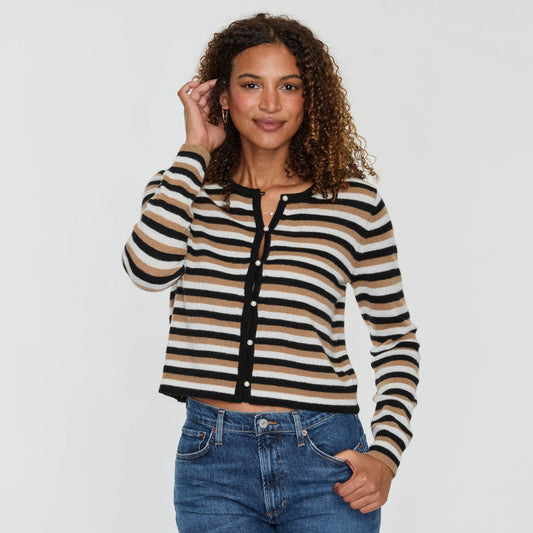 STRIPE PEARL CARDIGAN  