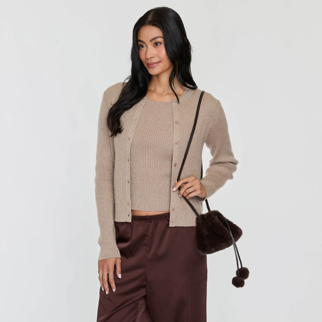 FAUX FUR MICRO BUCKET BAG