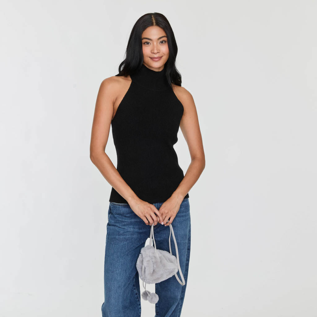 FAUX FUR MICRO BUCKET BAG