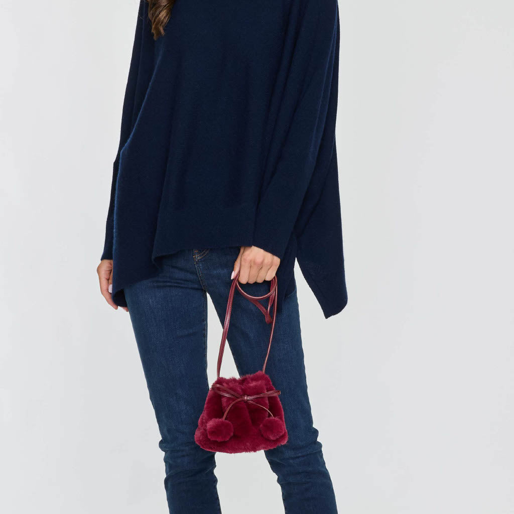 FAUX FUR MICRO BUCKET BAG