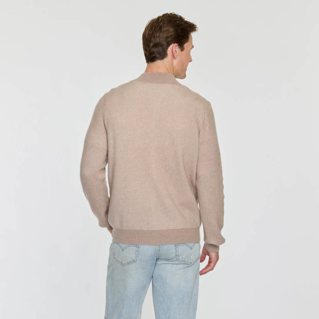 MEN'S PLATED RIB ZIP CARDIGAN