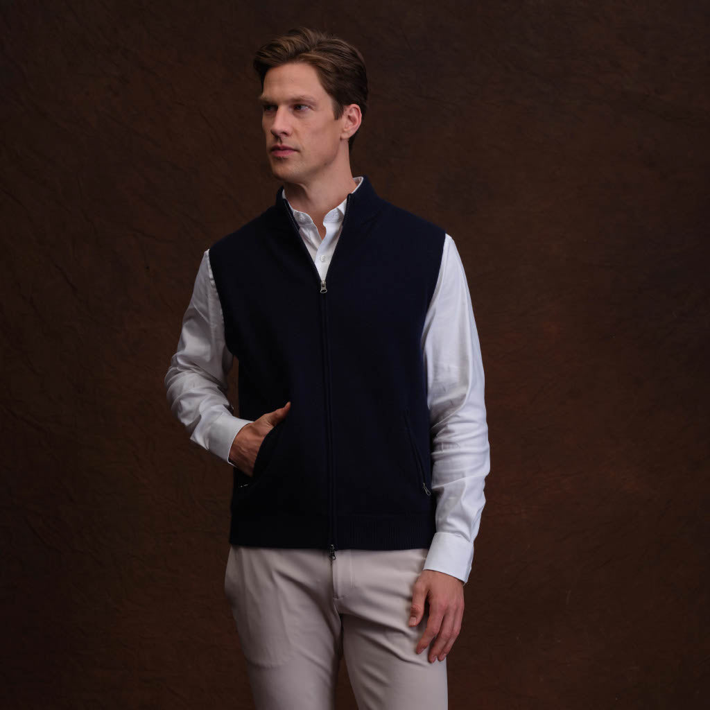 MEN'S CASHMERE WOOL BLEND VEST Navy City / XL MEN'S CASHMERE WOOL BLEND VEST Navy City / XL