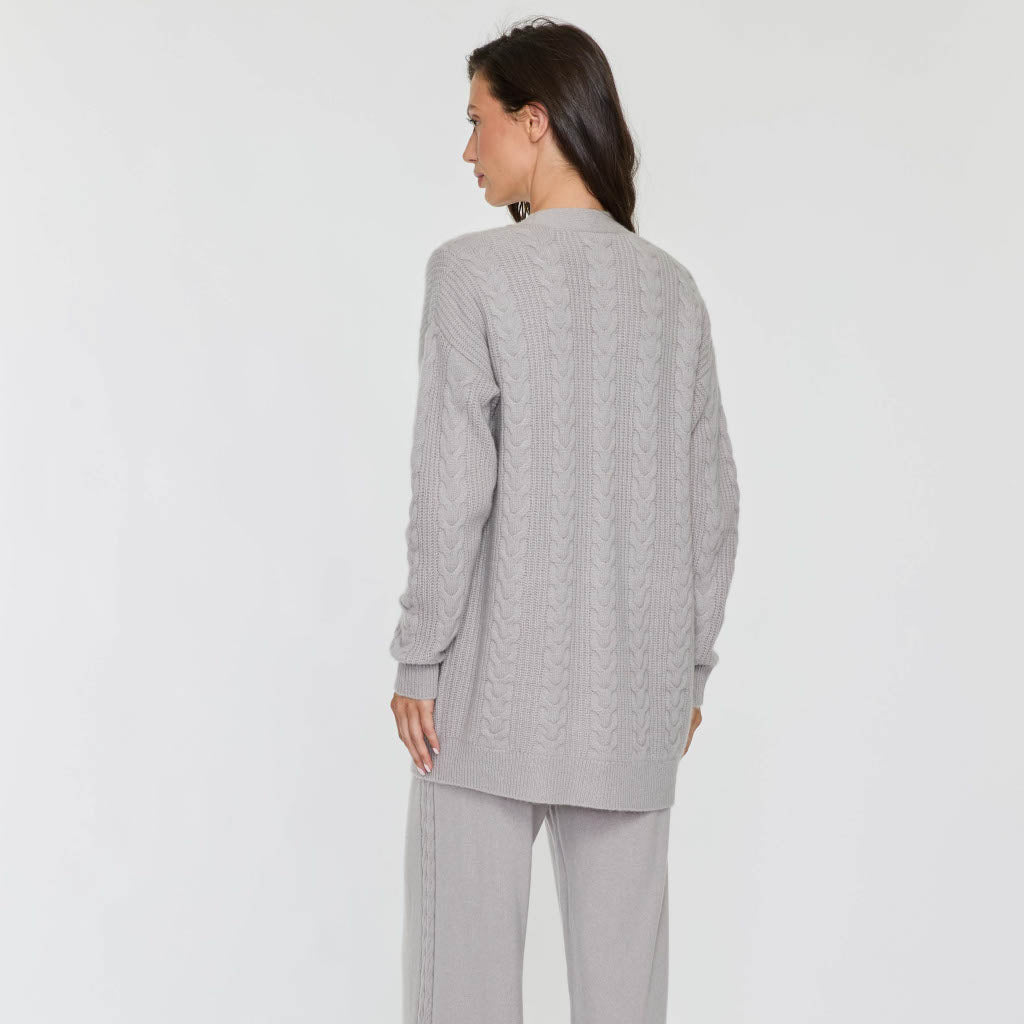 SHAKER CABLE BOYFRIEND CARDIGAN