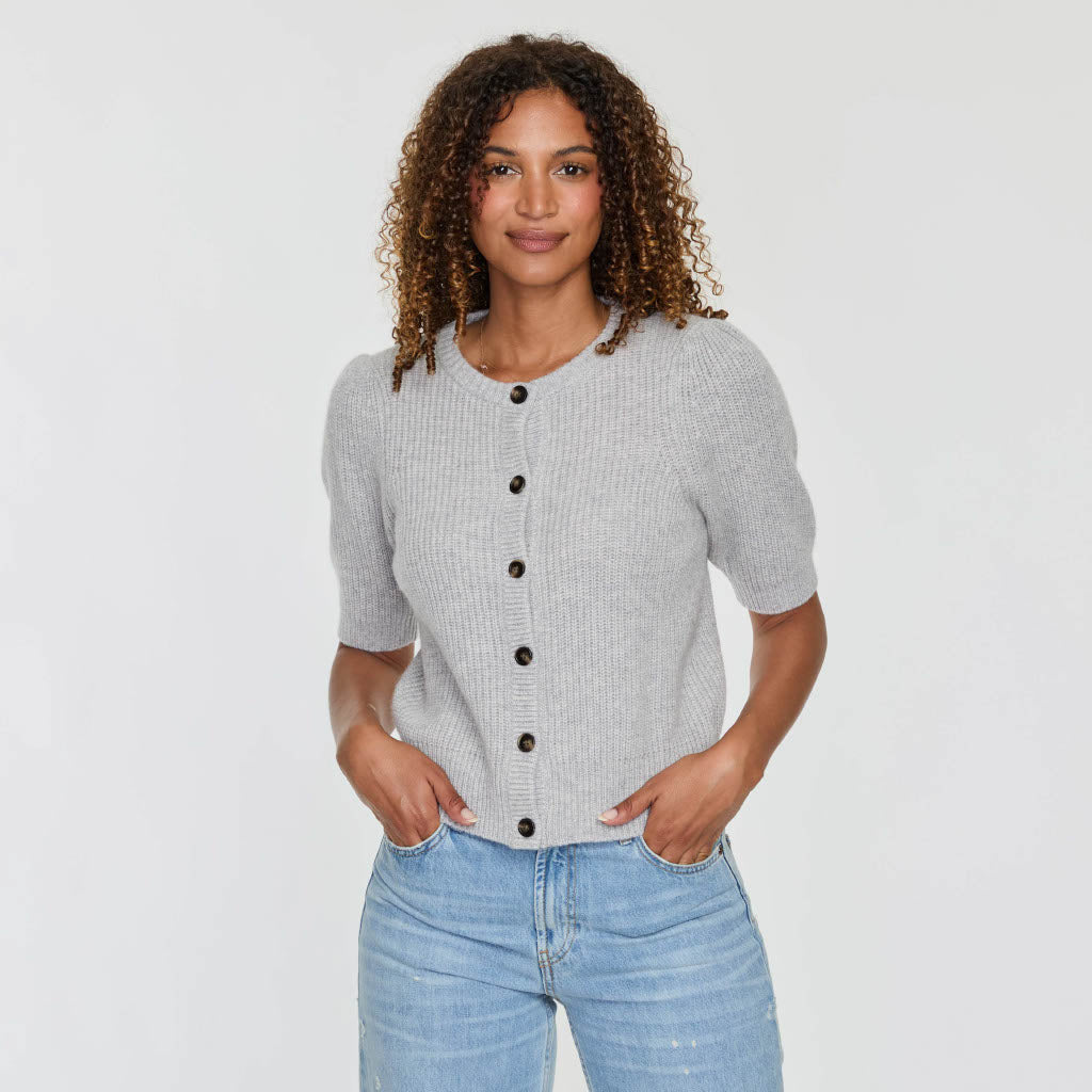 SHORT SLEEVE SHAKER KNIT CASHMERE CARDIGAN – The Cashmere Sale