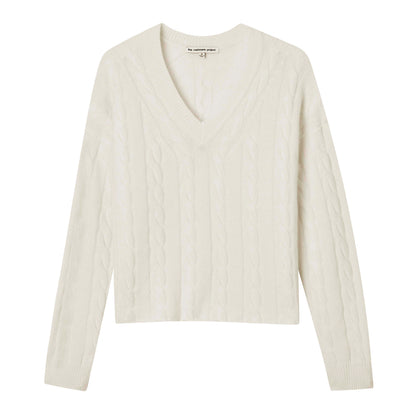 CROPPED CABLE V NECK