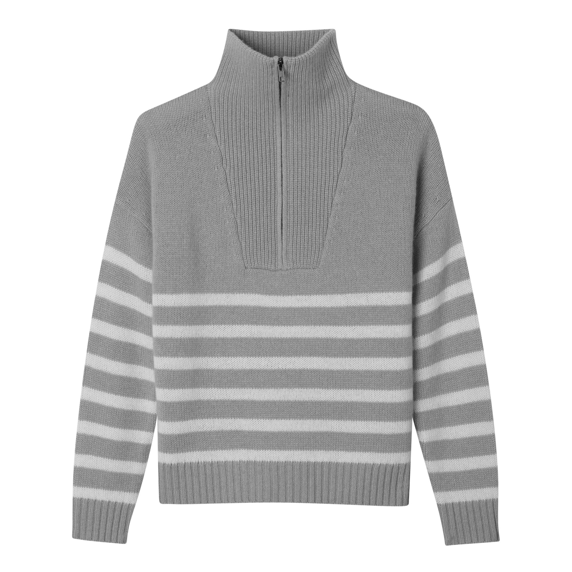 STRIPED QUARTER ZIP MOCK