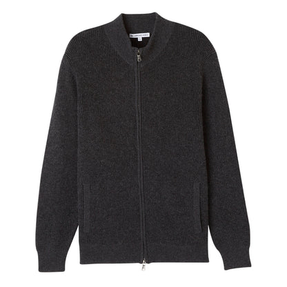 MEN'S PLATED RIB ZIP CARDIGAN