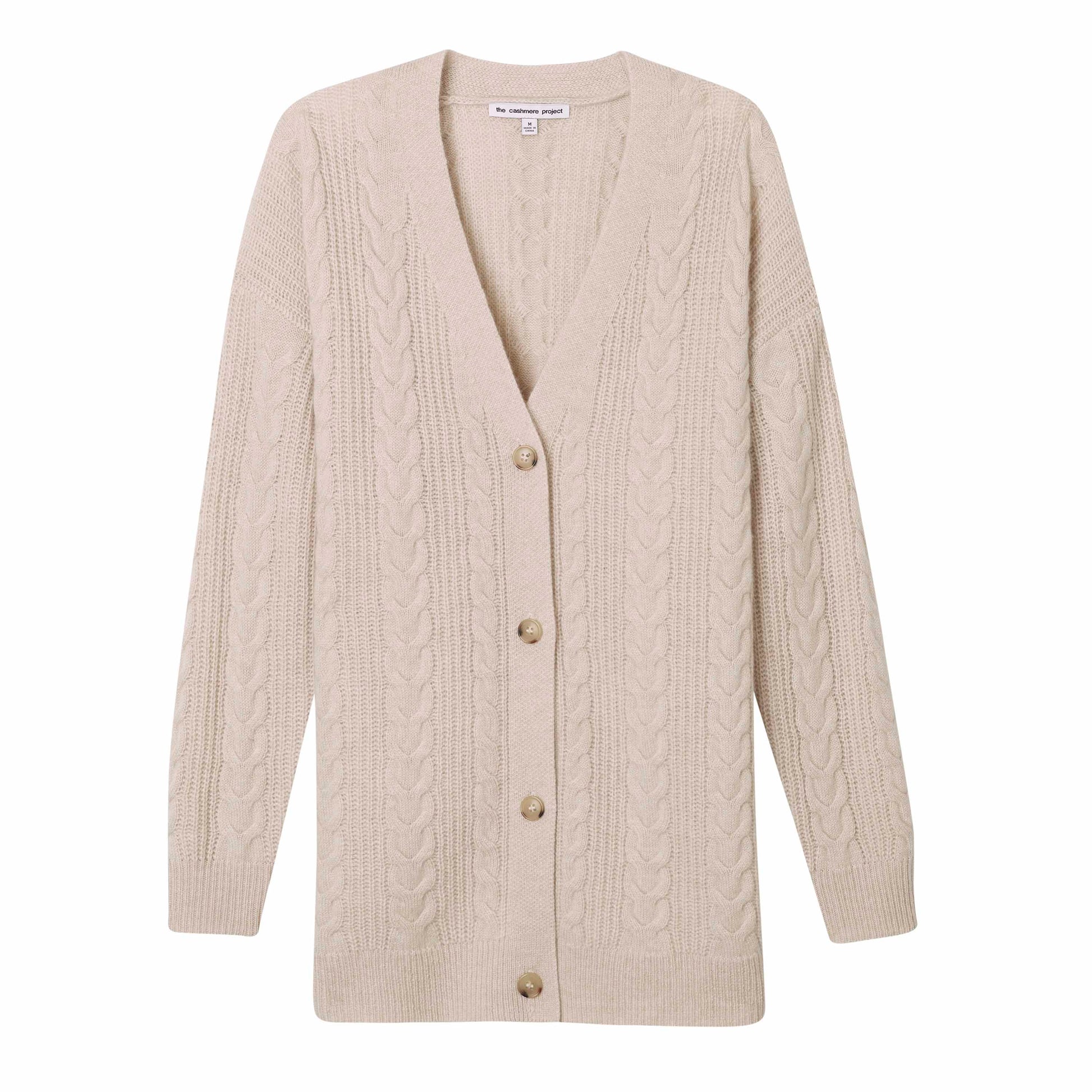 SHAKER CABLE BOYFRIEND CARDIGAN