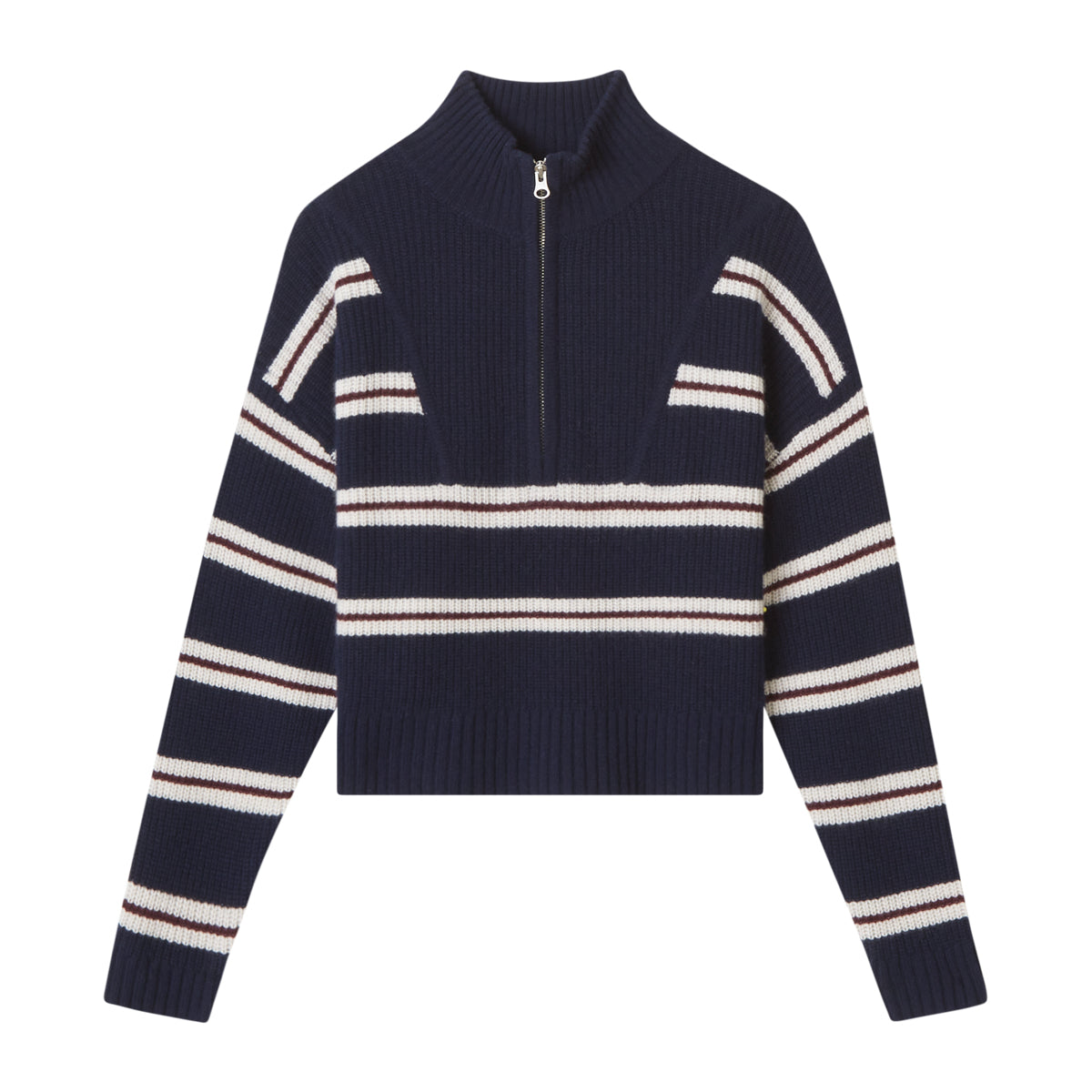 STRIPE CROPPED QUARTER ZIP