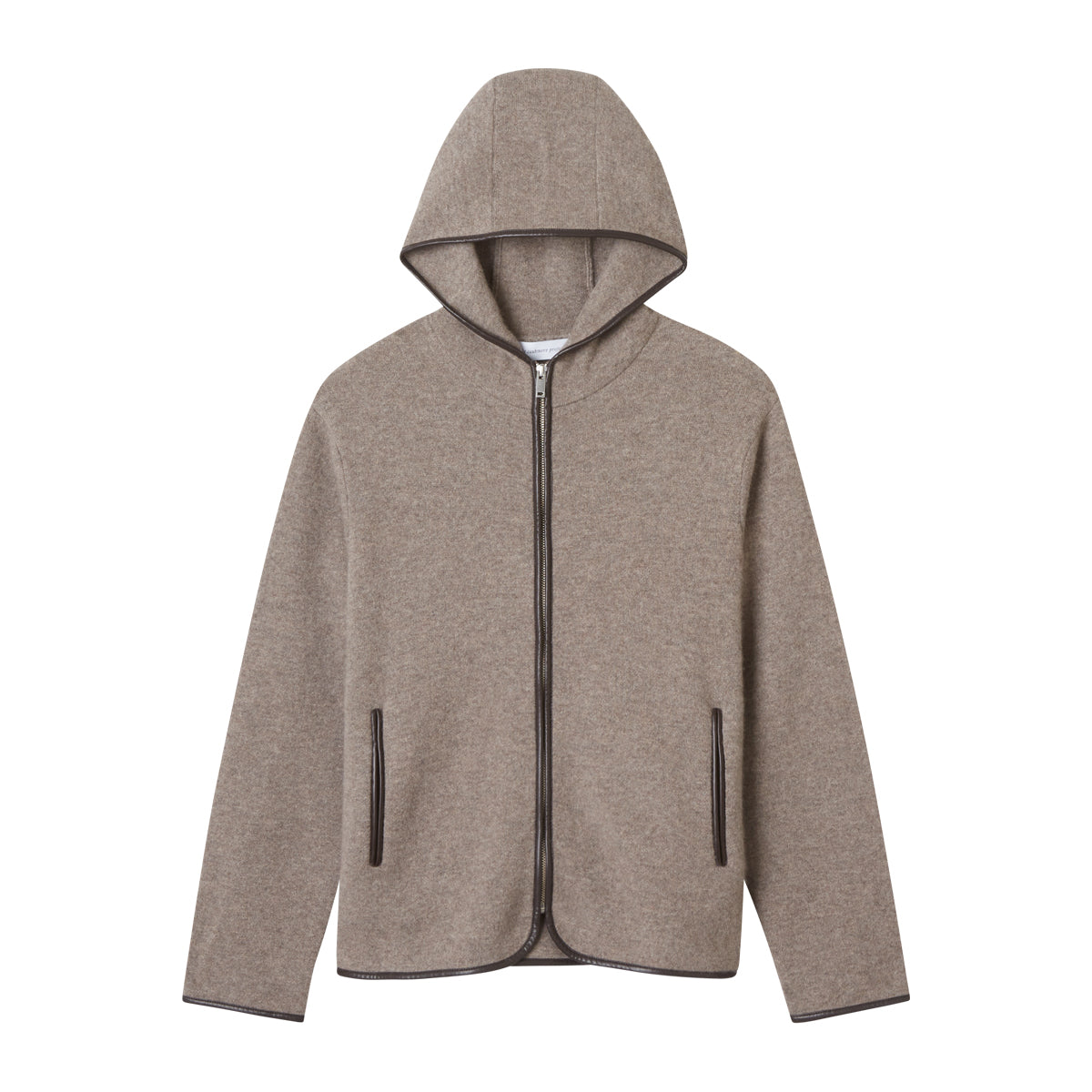 FAUX LEATHER TRIM HOOD ZIP JACKET