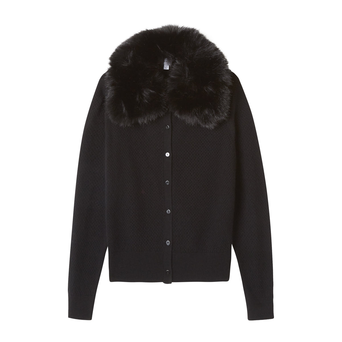 FAUX FUR COLLAR CARDIGAN