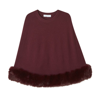 FAUX FUR TRIM PONCHO