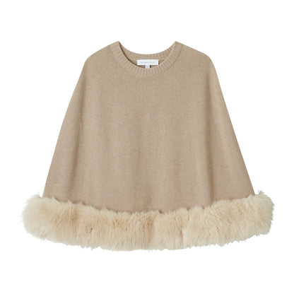 FAUX FUR TRIM PONCHO