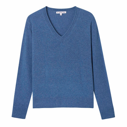 Women's V-neck Layered Pullover Sweater in Vail Grey with White Women's V-neck Layered Pullover Sweater in Vail Grey with White