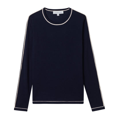 CALIFORNIA CASHMERE JERSEY TIPPED CREW