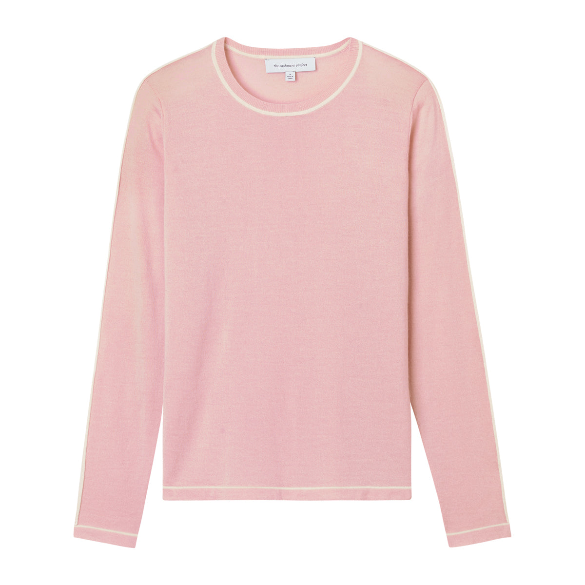 CALIFORNIA CASHMERE JERSEY TIPPED CREW