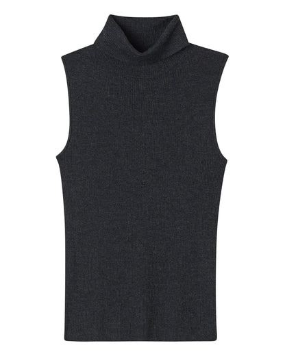 California Cashmere Sleeveless Rib Turtleneck