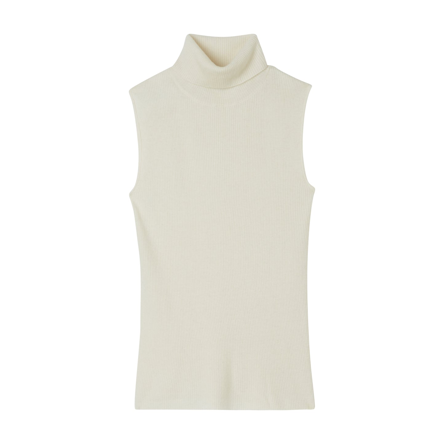 California Cashmere Sleeveless Rib Turtleneck