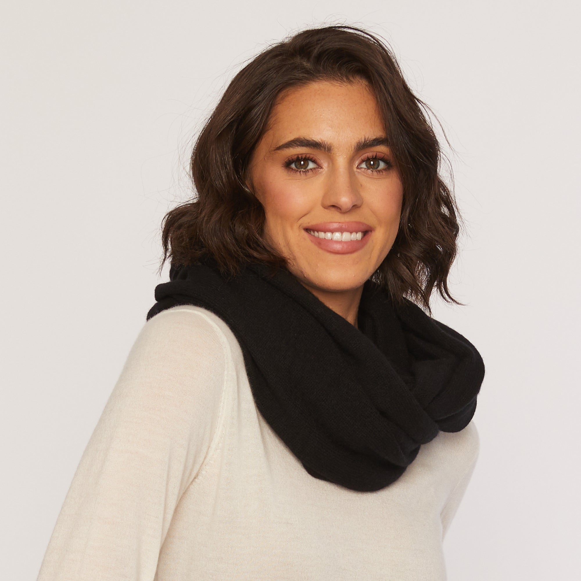 Black and cheapest Black - Pure Cashmere Infinity Scarf, Loop Scarf, London Infinity Scarf