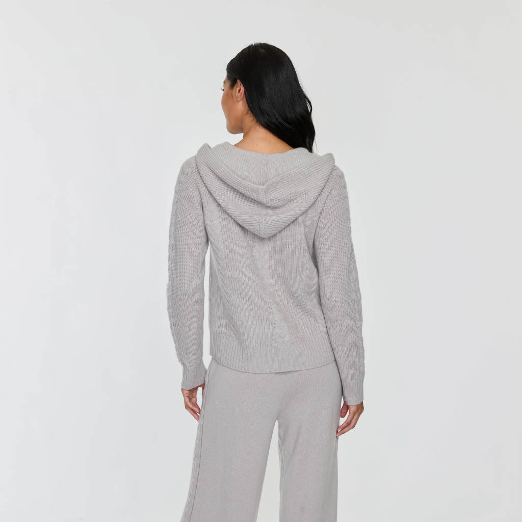 SHAKER CABLE ZIP HOODIE