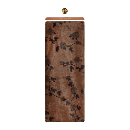 FAUX FUR FLORAL PRINT THROW  