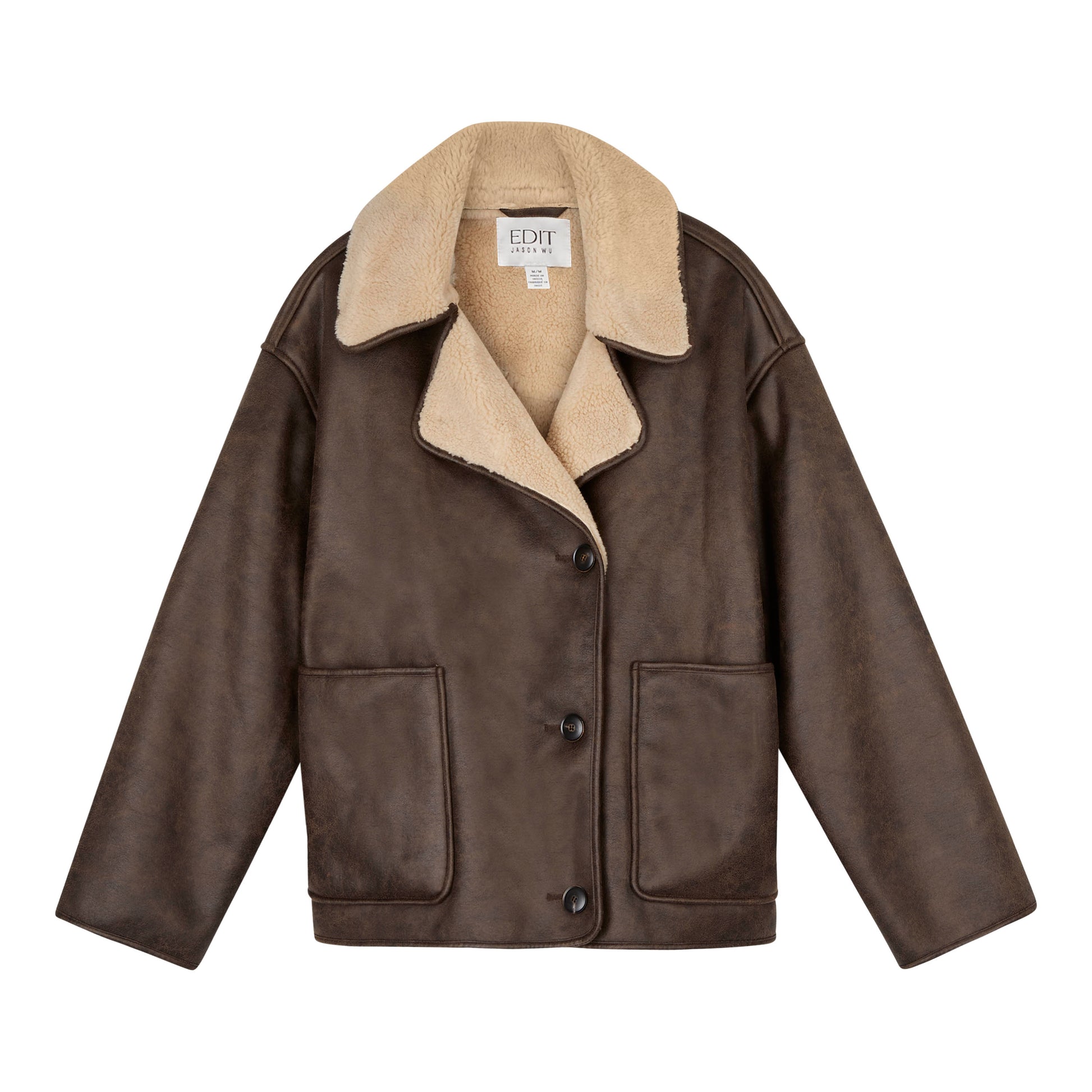 FAUX SUEDE SHERPA COLLAR COAT